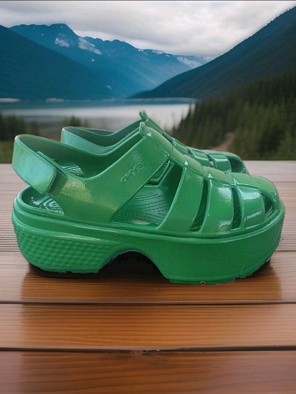 Bright Green Platform Sandal Clog - Crocs Style